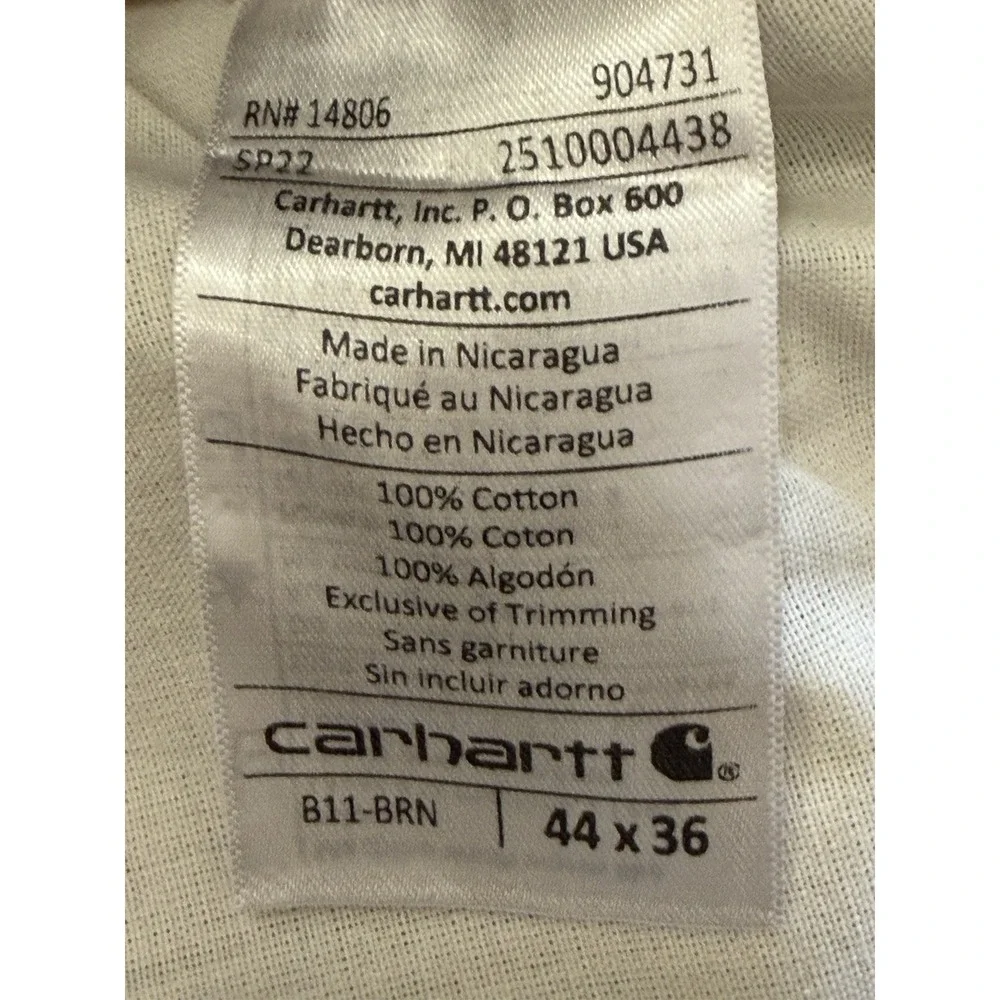 Carhartt Men's BN0011-M Khaki Loose Fit Size 44x36 Washed Duck Utility NWT